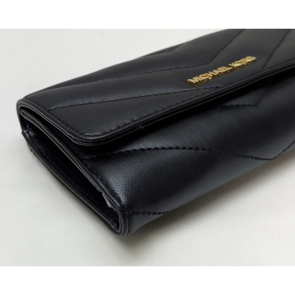 Michael Kors Jet Set Travel Black Quilted Leather Credit Card Fold Wallet - $298 - Picture 8 of 15